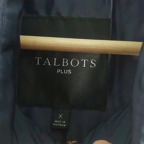 Talbots quilted Goose Down Puffer vest Navy blue full zip up Nwot 1X - Picture 8 of 9